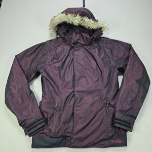 Oakley Ski Snowboard Jacket Fur Hood Burgundy Womens M Thinsulate color-shifting